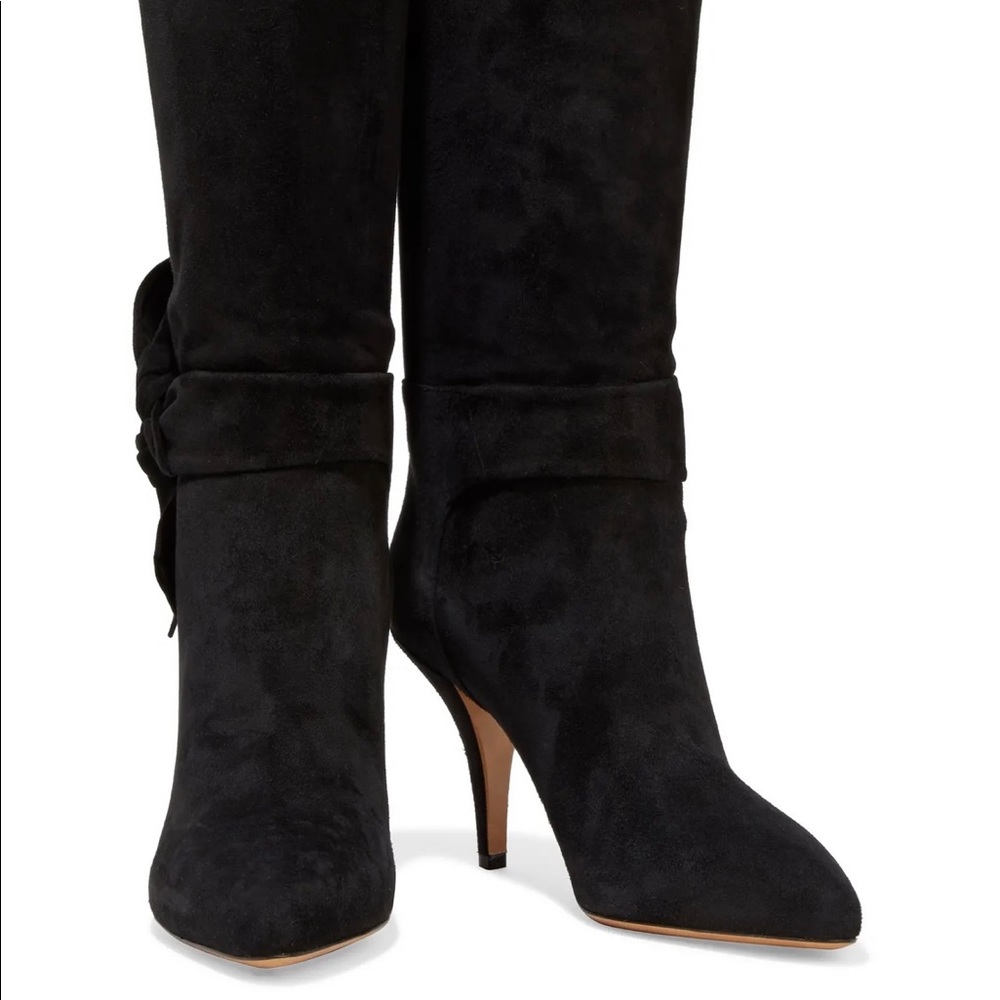 New Valentino suede Bow embellished boots in Black.
